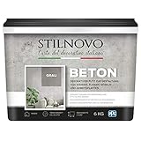 STILNOVO Beton, hochwertiger Echtbeton zur dekorativen Gestaltung von Wänden, Fliesen, Arbeitsplatten und Möbeln, Beton-Optik grau, 6 kg