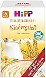 Hipp Bio-Milchbreie ohne Zuckerzusatz-Vorratspackung, ab 6. Monat, Kindergrieß, 4er Pack (4 x 450 g)