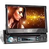 XOMAX XM-D749 Autoradio mit 18 cm / 7' Touchscreen I DVD, CD, USB, AUX I RDS I Bluetooth I Anschlüsse für Front- und Rückfahrkamera, Lenkradfernbedienung und Subwoofer I 1 DIN