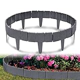 LARS360 Rasenkante Kunststoff 10m Beeteinfassung Steinoptik Gartenumrandung Palisade Beeteinfassung Gartenzaun Gartendeko 1 Element (L x H): 25 cm x 23