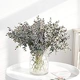 3 Stück Künstliche Eukalyptus Pflanzen Kunststoff Grün Sträucher UV-beständig Gefälschte Außenpflanzen Faux Eukalyptus für Hausgarten Veranda Blumenarrangement Dekoration (3 Stück Lila Graugrün)