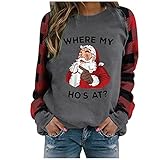 Shirt Damen Weihnachten - Weihnachtspullover Damen Oversize Langarmshirt Ohne Kapuze Sweatshirt-Weihnachts Tshirt-Langarm Tunika Bluse Weihnachtlichen Motiven Christmas Top