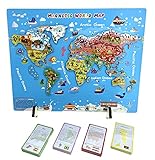 Puzzle Weltkarte - Magnetische Landkarte aus Holz, Magnetische Puzzle-Teile Englische Version - Lernspiel ab 7 Jahren, J05490