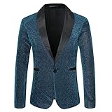 YIWULA Herren Pailletten Sakko Glitzer Smokingjacke Smoking für Hochzeit Abschlussball Mottoparty Mantel Valentinstag Blazer Geschenk Herren Outerw
