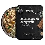 FITTASTE Chicken Green Curry Wok w/ Egg Noodles I hochwertiges Fertiggericht für Fitness- und Figurbewusste I ideal als schnell zubereitete Mahlzeit / Fertig-Essen / Gericht im Home-O