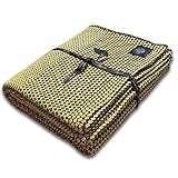 Craft Story Decke Joana I schwarz – senfgelb aus 100% Baumwolle I Anschmiegsame Tagesdecke I Sofa-Decke I Couch-Überwurf I Bedspread I Plaid I 170 x 220
