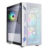 Silverstone FARA H1M PRO Micro-ATX Tower Gehäuse mit gehärtetem Glas und DREI ARGB-Lüftern, Weiß