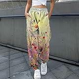 WanWorlder Damen Sporthose Weihnachts Bedruckte Patchwork Lange Freizeithose Hohe Taille Lässige Bequeme Baggy Workout Jogginghose Lose Elastische Elegant Sweatpants H