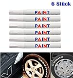 WEIß / WEISS 6x Stück Reifen Stift Reifenmarker Auto, Motorrad, Fahrradreifen Reifenmarkierungsstift Reifenstift Marker Stift Beschriftung wasserfest wetterfest 101934 - sarachen - INION®