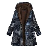 Darringls Teddy Fleecejacke Damen mit Fell Schwarz Lang Sale Große Größen Günstig Wintermantal Parka Plüschjacke Fleecejack Damenjacke Plüschmantel Kapuzenjacke Winterparka Stepp