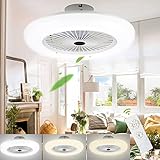 SWANEW Deckenventilator mit Beleuchtung 80W Fan Licht Einstellbare Windgeschwindigkeit Deckenventilatoren Lampe Lüfter-Deckenleuchte mit Fernbedienung 2700K-6500K(φ55CM)