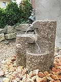 LCSA Gartenbrunnen Wasserspiel Quellstein Shugan 45cm Granit rosa Bachlauf Gartenb
