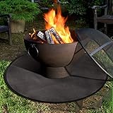 ACAREY Grillteppich Feuerfest Antihaft Wiederverwendbar Rundes Schutzmatte BBQ Bodenschutz Grill Feuerfeste Unterlage Robust und Extra Dick für Grill, Kamin, Camping, Gasgrill (36 inch)