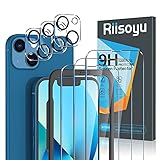 Riisoyu 6 Stück Schutzfolie Kompatibel mit iPhone 13 6.1 Zoll, 3 Stück iPhone 13 Panzerglas und 3 Stück Kamera Displayschutzfolie 9H-Härte Anti-Bläschen Anti-Kratzen HD Klar Glas Folie Display