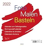 Foto-Malen-Basteln Bastelkalender weiß groß 2022: Fotokalender zum Selbstgestalten. Bastelkalender mit festem Fotokarton. Do-it-yourself Kalender Format: 45,5 x 48