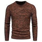 JELLYB Sweater Herren Herbst Winter Trend Mode Farbabstimmung Rundhals Herren Pullover Modern Urban Slim Fit Stretch Täglich Zuhause Komfortabel Warm Männer Strickwaren D-Camel2 XXL