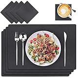 Tischsets Leder - Jubor 4er Platzsets Abwaschbar PU Kunstleder Platzdecken und Untersetzer Abwischbare Hitzebeständig Platzsets Wasserdicht für Hause Küche Restaurant, 45x30