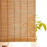 Geovne Natürliche Atmungsaktive Bambusrollo,Handgewebte Bambus Raffrollo,Bambusvorhang,Bambusjalousien,70% UV-Schutz,für Wohn-Esszimmer/Schlafzimmer,Carbonization (W115xH130cm/45.3' x51.2)