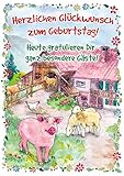 bentino Geburtstagskarte XL mit Sound und BERÜHR-Funktion, per Knopfdruck kannst Du die Tierstimmen hören, DIN A4 Set mit Umschlag, Grußkarte Bauernhof Karte mit Sound für Mädchen und Jung