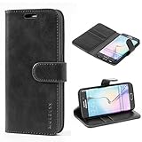 Mulbess Handyhülle für Samsung Galaxy S6 Edge Hülle, Leder Flip Case Schutzhülle für Samsung Galaxy S6 Edge Tasche, Schw