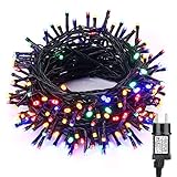 BrizLabs Weihnachten Deko Lichterkette, 15M 100 LED Outdoor Lichterkette mit Steckdose Wasserdicht Weihnachtsbaum Beleuchtung Innen Grünes Kabel 8 Modi für Zimmer Party Hochzeit Außen Garten, B