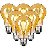 Edison Vintage Glühbirne, Edison LED Lampe Warmweiß E27 4W 2700K A60 Retro Glühbirne Vintage Antike Glühbirne 470 LM Ideal für Nostalgie und Retro Beleuchtung im Haus Café Bar usw - 6 Stück