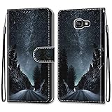 nancencen Kompatibel mit Samsung Galaxy SM-A510 / A5 2016 Handyhülle, PU Leder Flip Cover Wallet Hülle (Anti-Fall) Anwendbar Galaxy SM-A510 / A5 2016 - Sternenklarer H