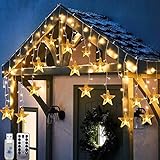 Weihnachten USB Stern Vorhang Lichter 8 Modi 48 LED Fenster Eiszapfen Lichterkette für Innen Außen Haus Winter Weihnachtsdek