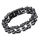 Cupimatch Fahrradkette Armband Herren Edelstahl Biker Armreif für Männer Schwer 16mm Breit Motorradarmband 22cm, Silb