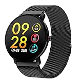 ZWG Ultradünne Smartwatch Herren IP68 Wasserdicht Sport Smartwatch Herren Uhr Pulsuhren Fitness Armband für Android IOS(C)