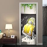 LuSeven 3D türposter türtapete wandbild selbstklebend pvc Auto Loch Trend Cartoon 80x200cm(31.49 inches * 78.74 inches) Tür Wandbild 3D Wallpaper Abnehmbare selbstklebende Aufkleber Türkunst Wandaufk