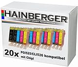 20 Druckerpatronen mit Chip und Füllstandanzeige - 4 x schwarz (525BK) 4 x schwarz (526BK) 4 x blau (526) 4 x rot (526M) 4 x gelb (526Y)