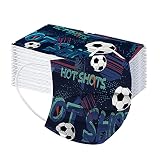 50 Stück Mundschutz Kinder 𝗢𝗣 𝐌𝐞𝐝𝐢𝐳𝐢𝐧𝐢𝐬𝐜𝐡𝐞𝐫 für Masken, Fußball 2021 Bunt Einweg 3-lagig mit Motiv, Mund und Nasenschutz Cartoon Druck Mundschutz Staubdicht Halstü