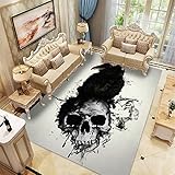 Kunsen sitzecke Teppich Home Fashion Persönlichkeit Zuhause Wohnzimmer Tierschädel Muster moderner Teppich Black Gray tepiche für Schlafzimmer Teppich mädchen kinderzimmer deko fürs Zimmer 120X200CM