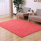 LIVEINU Hochflor Shaggy Teppich für Wohnzimmer Langflor Pflegeleicht Rechteck Teppich Hochwertig Hohe Fadendichte Wasser Absorbierend Badezimmerteppich Für Wohnzimmer Rosa 50x80