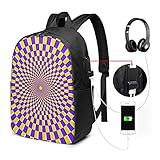 JOJOshop Optische Spiral-Illusion, 43,2 cm, Rucksack mit USB-Ladeanschluss und Kopfhörer-Schnittstelle für S