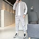 GAOQING Herren Sportswear Sport Laufende Jogginganzug Männer Gym Fitness Trainingsanzüge Sweatpants Reißverschluss Hoodie Sweatshirts Männliche Jacke + Hose,Grau,XXL