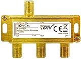 TronicXL 3-Fach SAT Splitter I 24k Gold Antennenverteiler I F-Stecker DC-Durchlass I für Vodafone TV Kabelfernsehen DVB-C BK DVB-T2 Kabel Unicable Verteiler I Full HD tauglich 3D 4K digital W