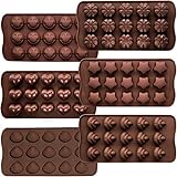 6 Packungen Silikon Fondant Kuchen Formen Pralinenformen, CNYMANY Antihaft Küche Backformen Eiswürfelschalen für die Herstellung von Süßigkeiten Schokolade Muffin Cupcak
