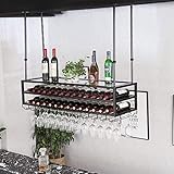 COLiJOL Eisen 3-Tier Decke Weinregale Flasche Getränkeständer Höhenverstellbarer Stielhalter Zum Aufhängen Von Cocktail- Oder Champagnerflöten Für Kitchen Bar Pubs Oder Restaurants Rack,# 1,100