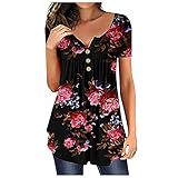 Longshirt Damen Oversize Mode Für Mollige Frauen Schwarze Blusen Damen Damen Tshirt Lang Bluse Kurzarm Shirts Damen Tshirts Damen Sommer Weiß T Shirt Xs V Neck Top Sommer Oberteile D