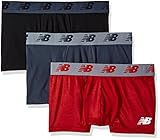 New Balance Men's 3' Boxer Brief No Fly, with Pouch, 3-Pack, Black/Space Dye Red/Thunder, Larg