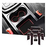 SHAOHAO für SEAT Leon 2017+ Gummimatten, Mittelkonsole Antirutschmatten, Getränkehaltermatt, Türschlitzmatte Aufbewahrungsbox Rutschfestermatte（Rot）