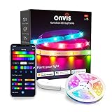 Onvis LED Strip 5M,Smart RGB LED Streifen,App-steuerung,Farbwechsel,Musik Sync,Funktioniert mit Apple HomeKit Siri Alexa Google,RGB Led Light Strips für Schlafzimmer,Küche,TV,Party