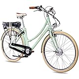 CHRISSON 28 Zoll E-Bike City Bike für Damen - EH1 mintgrün mit 7 Gang Shimano Nexus Nabenschaltung - Pedelec Damen mit Ananda Vorderradmotor 250W, 36V, 40 Nm, Retro Elektrofahrrad D