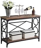 O&K Konsolentisch schmal, 110 x 40 x 76.5 cm (H x D x W), Flurtisch mit verdickten Regalen, Console Table Schwarz/Vintage B