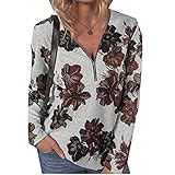 Herbst Und Winter Damen ReißVerschluss Pullover Druck Langarm Lose T-Shirt Damen Top