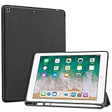 MoKo Hülle Kompatibel mit iPad 9.7 2018 mit Apple Pencil Halter, Ultra Lightweight Schutzhülle Smart Case mit Stifthalter, Auto Schlaf/Wach Funktion für iPad 9.7 2018 Tablet (A1893 /A1954), Schw