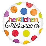 Amscan 2576701 - Standard Folienballon Herzlichen Glückwunsch, 43 cm, Geburtstag, Heliumb