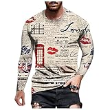 Herren Langarm T-Shirts Oberteil Herbst Winter Casual Fashion Bedrucktes Rundhals Langarm Top